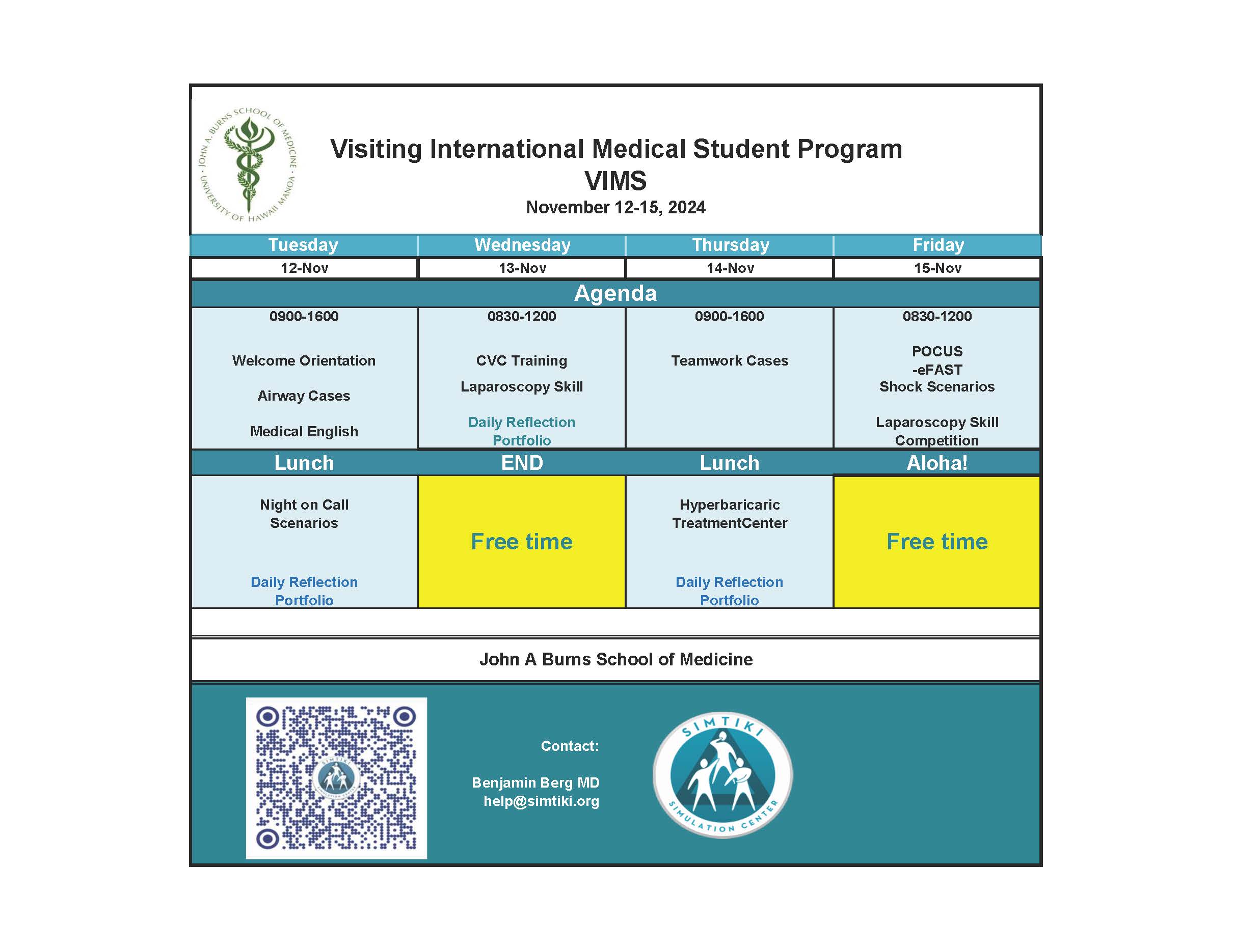 Visiting International Student Sample Agenda